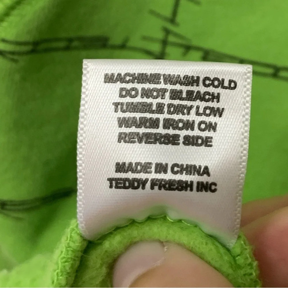 Teddy Fresh Mens Green Barbed Wire Hoodie Large Skater  Punk Street Wear Grunge - Picture 7 of 16